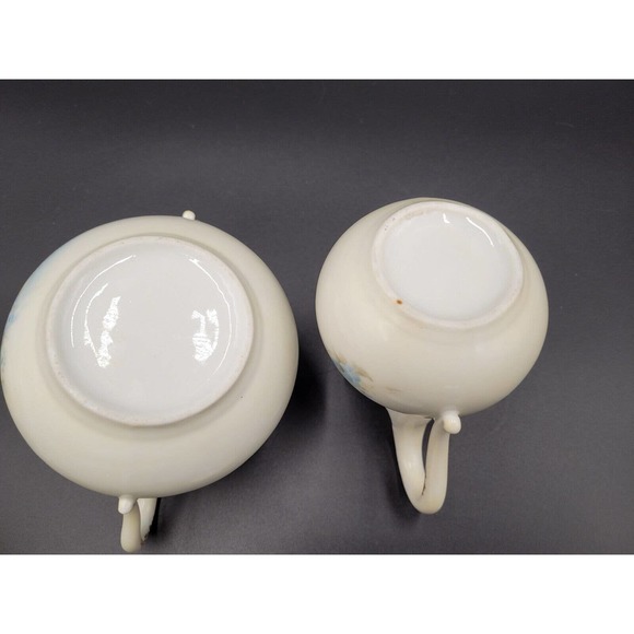 VTG Cream Sugar Set Hand painted Forget Me Nots Floral Porcelain Ceramic Blue - Picture 6 of 7